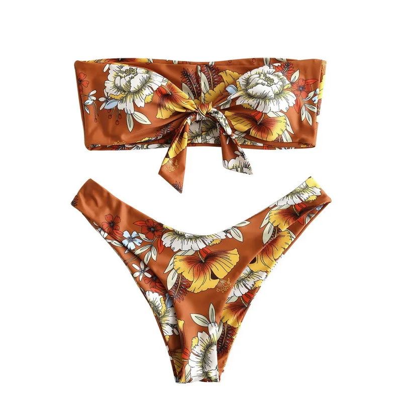 Sexy Printed Ladies Bikini Split Swimsuit Orange - Shop at LoveMi