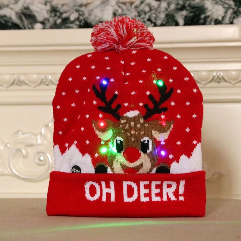 Colorful Glowing Knitted Hat Christmas Hat 1 Style - Shop at LoveMi