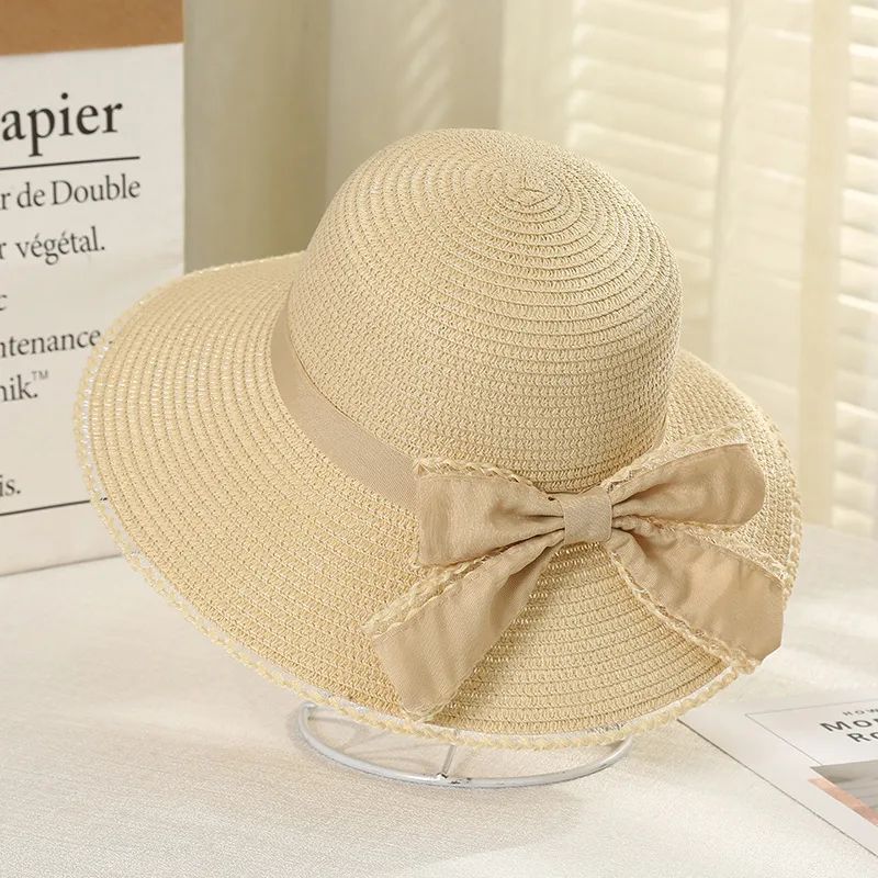 Women's Streamer Mesh Straw Hat Spring Summer 02Beige - Shop at LoveMi