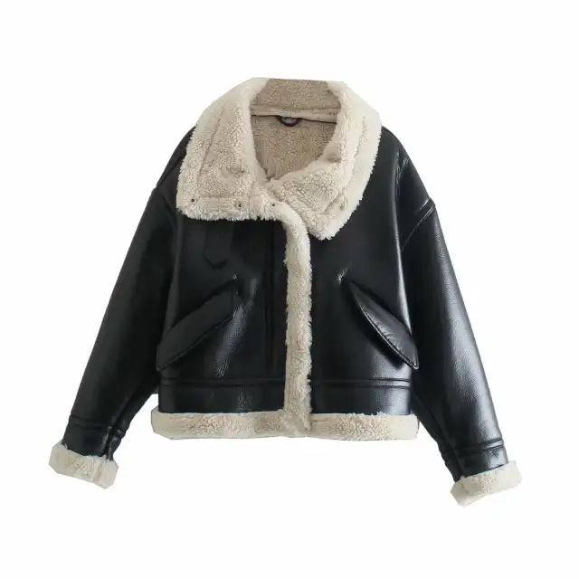 Women's Street Fashion Fleece Fur Jacket Black - Shop at LoveMi