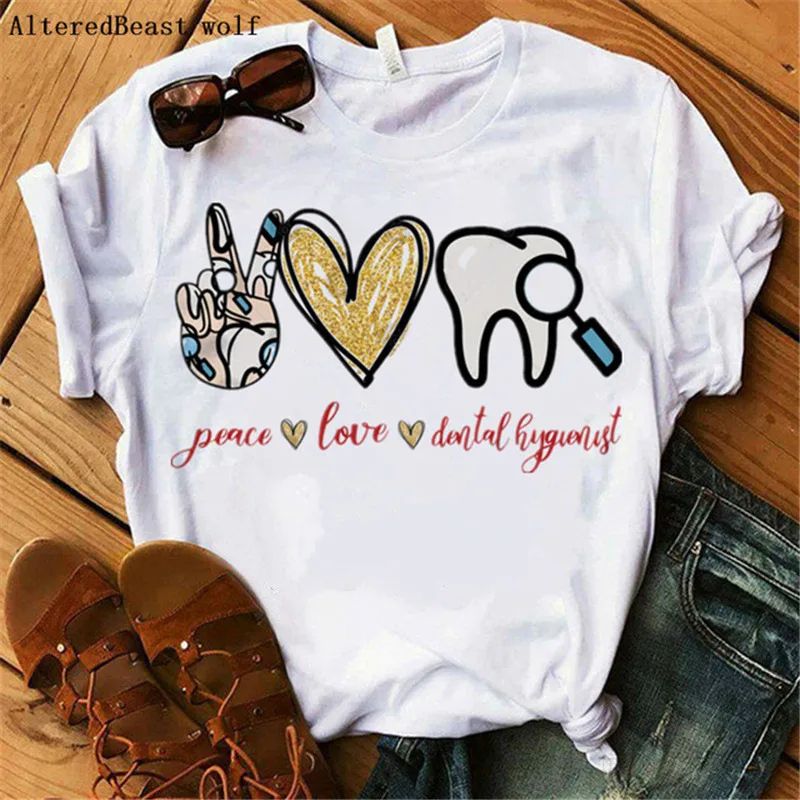 Christmas Dental Squad Funny Short Sleeve T shirt Women Print Round Neck Casual Top 17298Style Xs - Shop at LoveMi