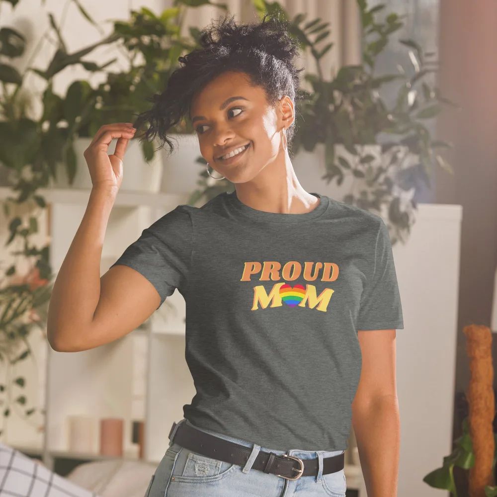 Women's LGBT Rainbow Pattern Printed Short sleeved T shirt Dark Gray - Shop at LoveMi
