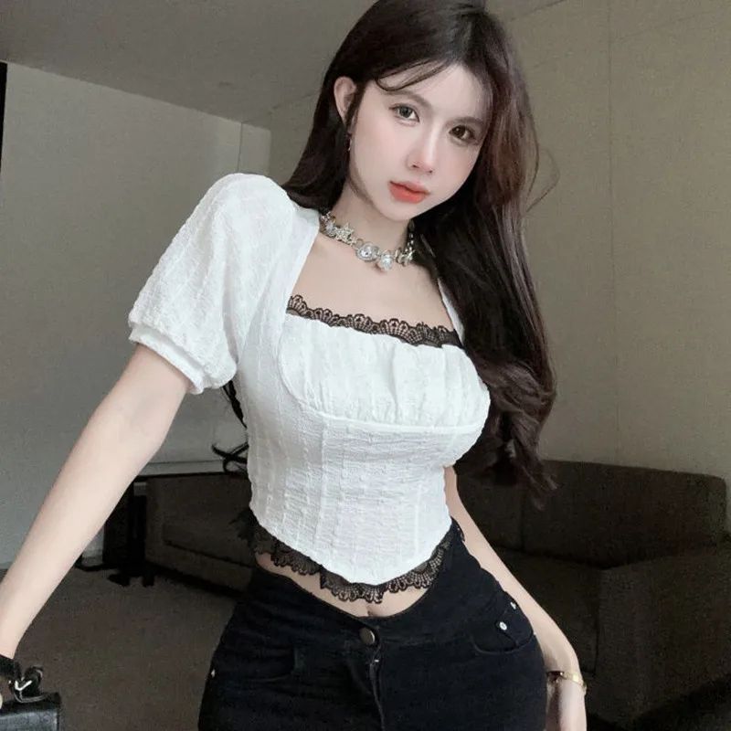 Slimming T shirt For Women Versatile Short Top White - Shop at LoveMi