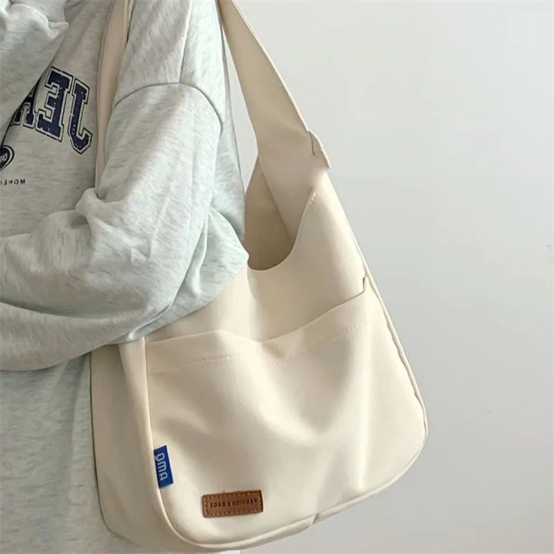 Fashion Casual Embroidered Tooling Canvas Messenger Bag Beige - Shop at LoveMi