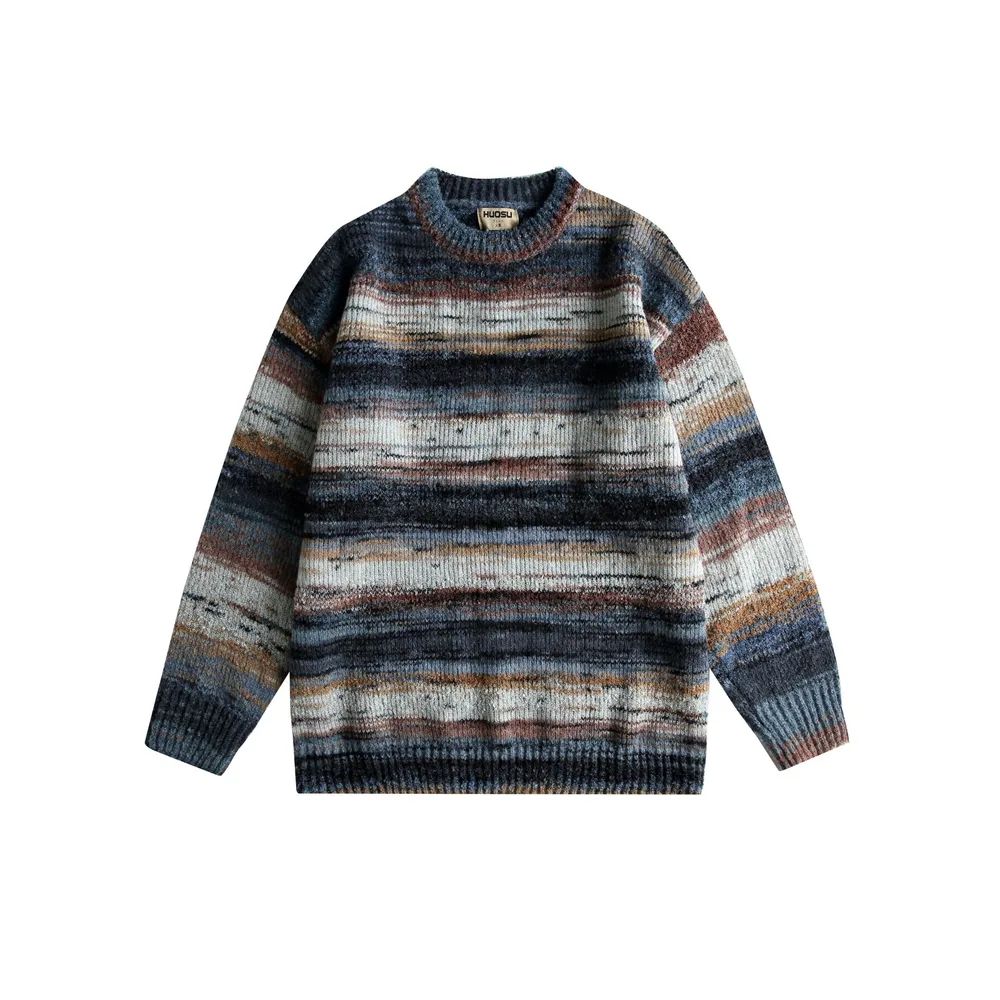 Versatile Casual Round Neck Sweater Neutral Fashion Brand Sweater Navy Blue - Shop at LoveMi