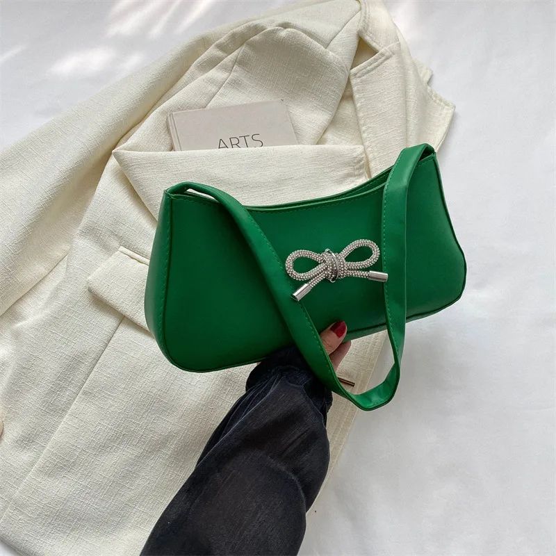 Autumn Elegant Women's Bag Bowknot Trendy Korean Style Fashion Casual One shoulder Crossbody Green - Shop at LoveMi