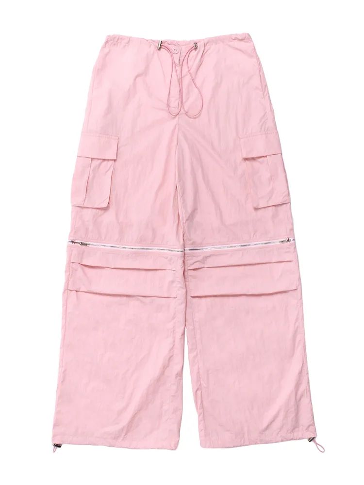Overalls New Split Loose Zip Trousers Pink - Shop at LoveMi