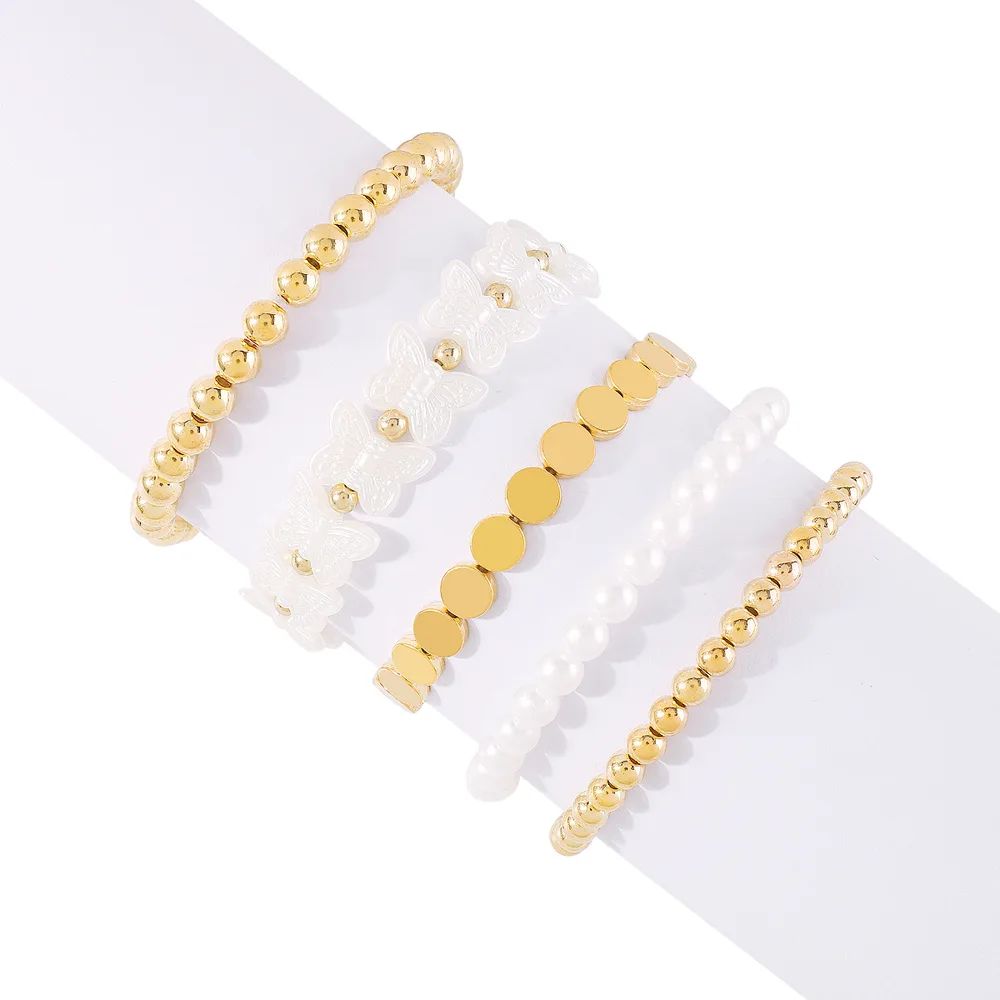 Geometric Popular Vacation Style Beaded Bracelet Suit Butterfly - Shop at LoveMi
