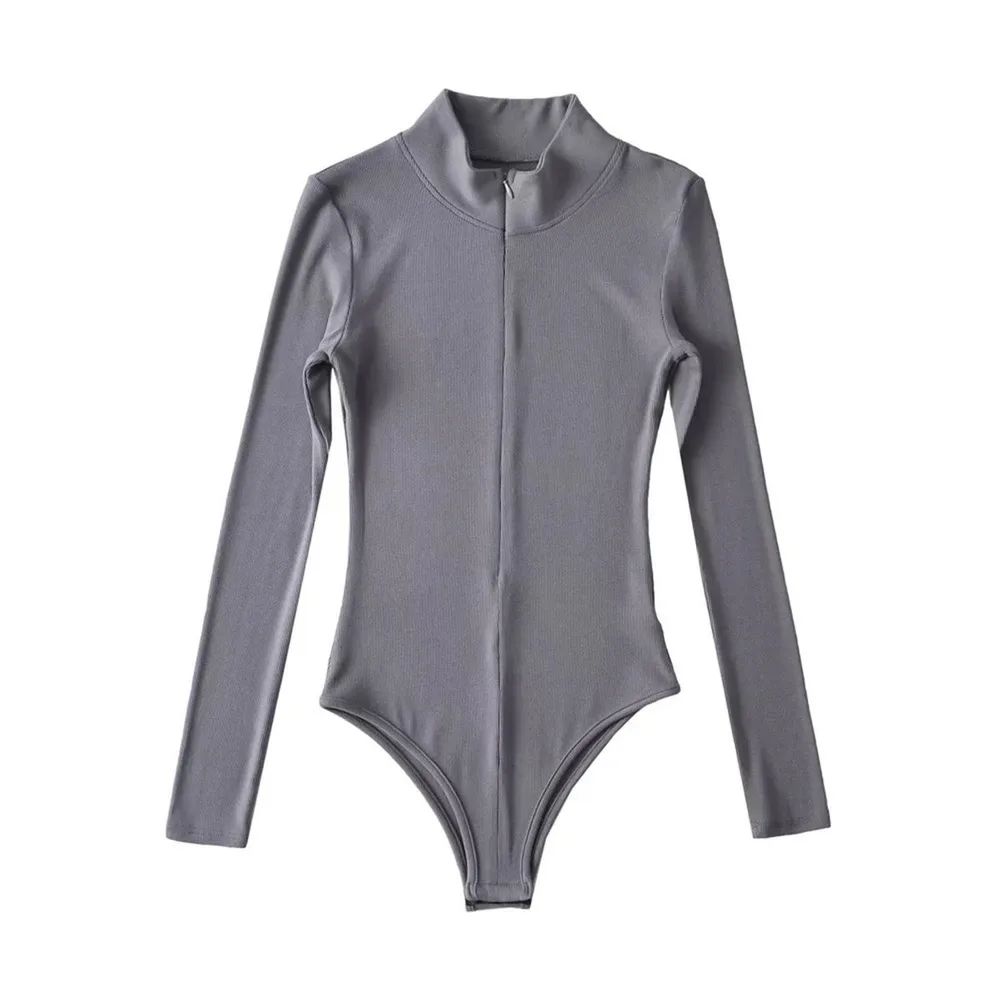 Stand Collar T shirt Female Autumn And Winter Rompers Gray - Shop at LoveMi