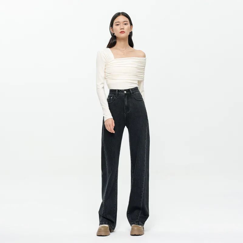Fashion Personality Black And Gray Jeans For Women Black - Shop at LoveMi