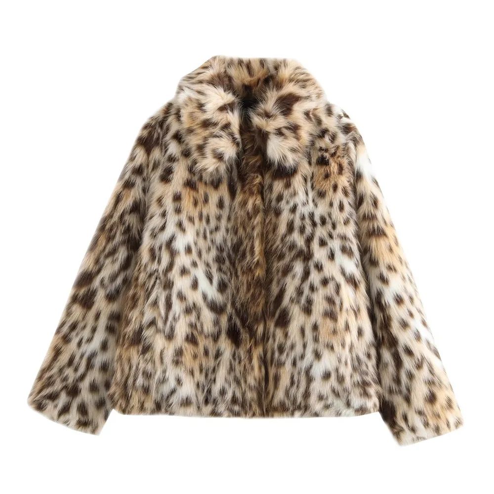 Women's Fashion Animal Pattern Baggy Coat Khaki Leopard Print - Shop at LoveMi