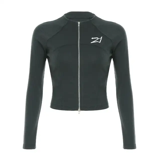 European And American Street Cool Mechanical Style Thread Zipper Jacket Gray - Shop at LoveMi
