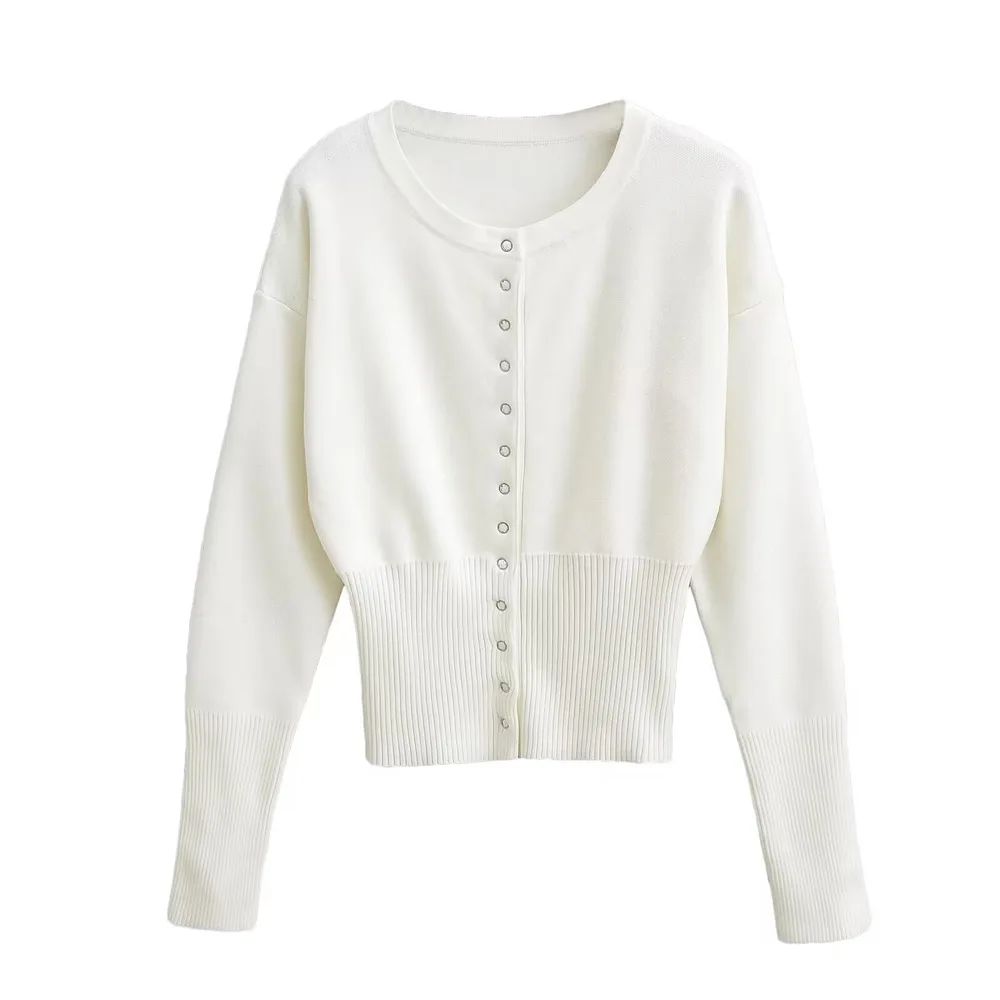 Women's Round Neck Knitted Short Top White - Shop at LoveMi