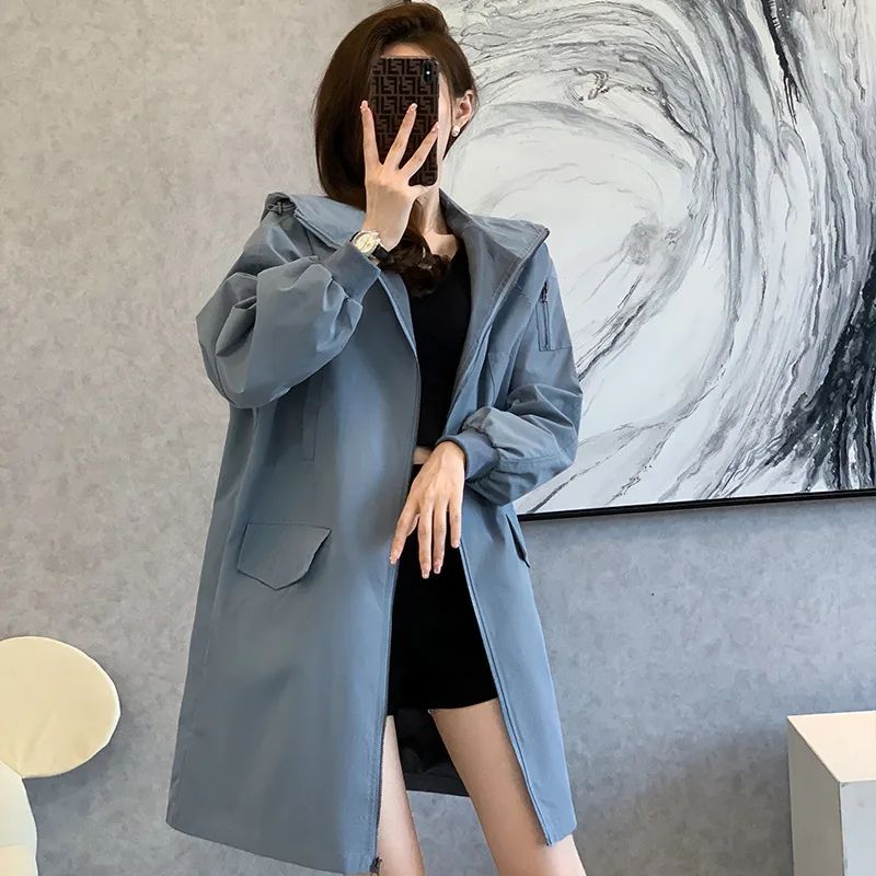 Loose Mid length Style Coat Denim Blue - Shop at LoveMi