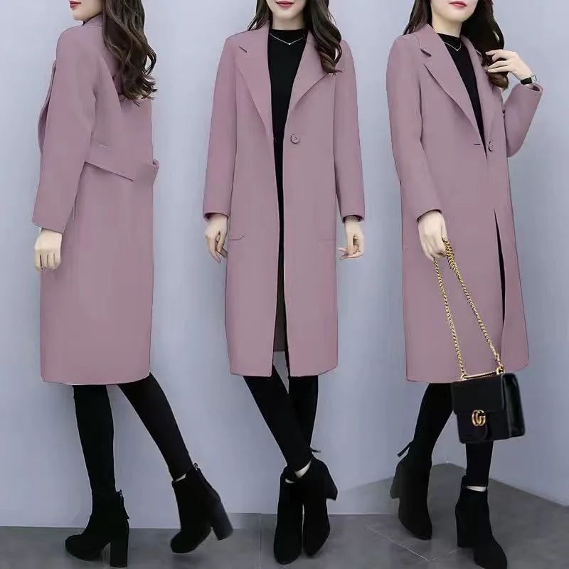 Mid length Loose Wool Overcoat Women's Coat Purple - Shop at LoveMi