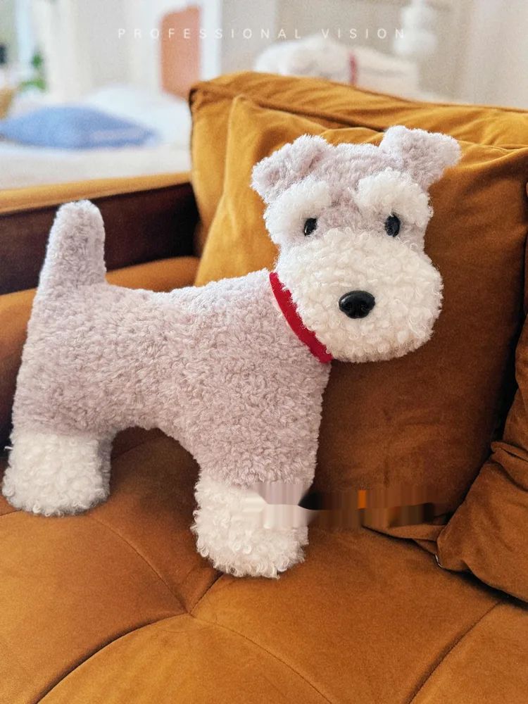 Cute Plush Schnauzer Dog Keychain Doll Pendant Schoolbag Pendant Prize Claw Black Silver - Shop at LoveMi